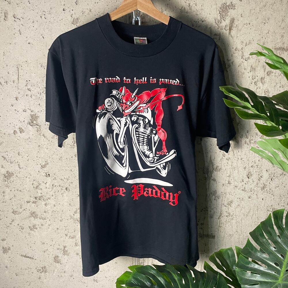 Devil Biker Grunge Harley Davidson Style Large Y2K Shirt
